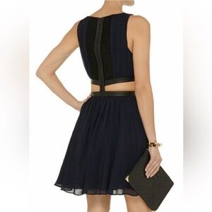 Alice + Olivia x Scoop Winny 2 Piece Cutout Lamb Leather Trim Dress - Size 8